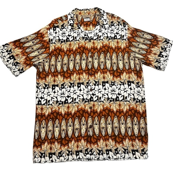 ALOHA HUT HAWAII Short Sleeve Button Down Floral Surfboard Men's Shirt Size XL - Picture 1 of 12
